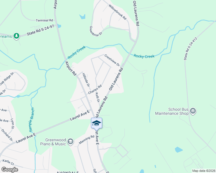 map of restaurants, bars, coffee shops, grocery stores, and more near 2013 Old Laurens Road in Greenwood
