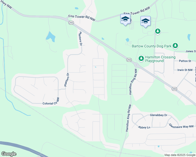 map of restaurants, bars, coffee shops, grocery stores, and more near 405 Nola Court Northwest in Cartersville