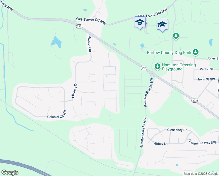 map of restaurants, bars, coffee shops, grocery stores, and more near 405 Nola Court Northwest in Cartersville