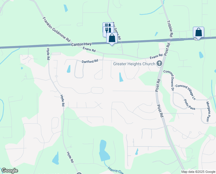 map of restaurants, bars, coffee shops, grocery stores, and more near 4090 Derby Drive in Cumming