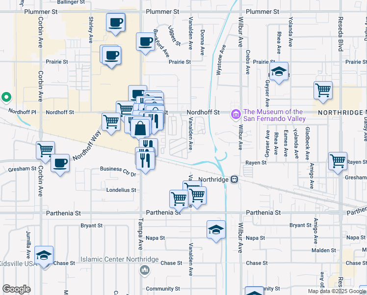 map of restaurants, bars, coffee shops, grocery stores, and more near 3 York Drive in Los Angeles