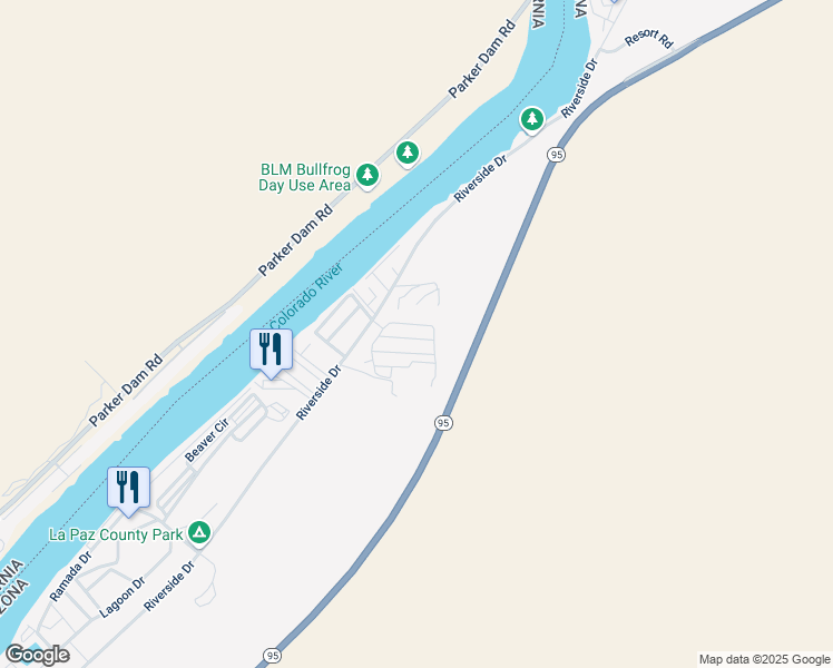 map of restaurants, bars, coffee shops, grocery stores, and more near 33992 Smoketree Lane in Parker
