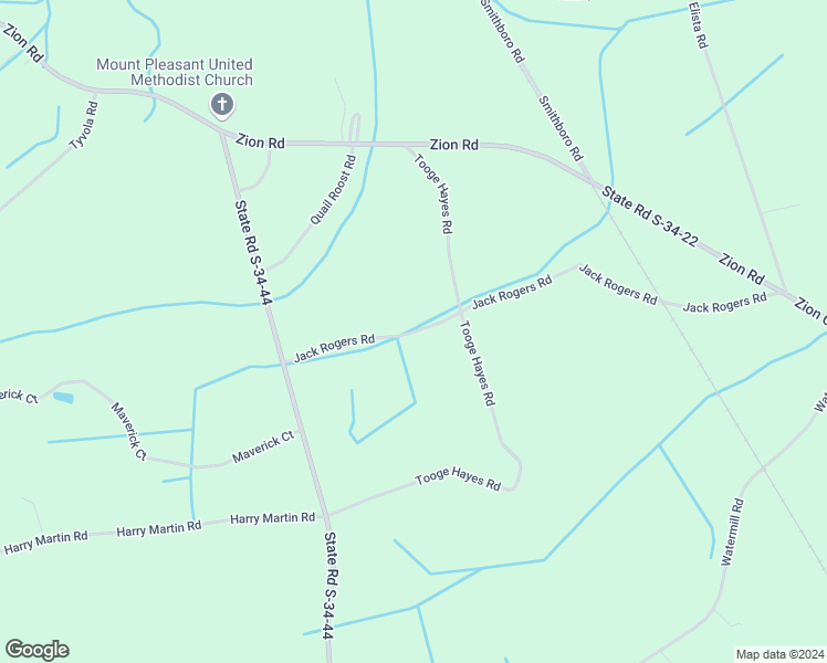 map of restaurants, bars, coffee shops, grocery stores, and more near 3646 Jack Rogers Road in Mullins