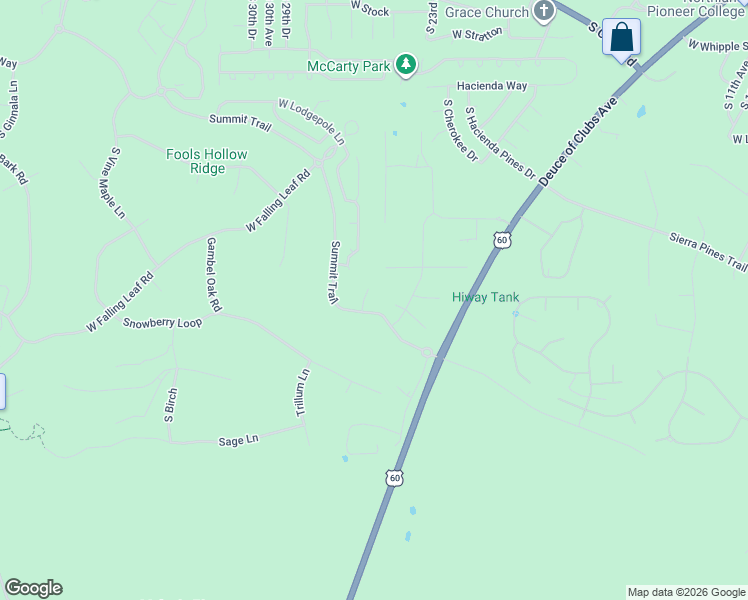 map of restaurants, bars, coffee shops, grocery stores, and more near 1781 South Alder Leaf Lane in Show Low