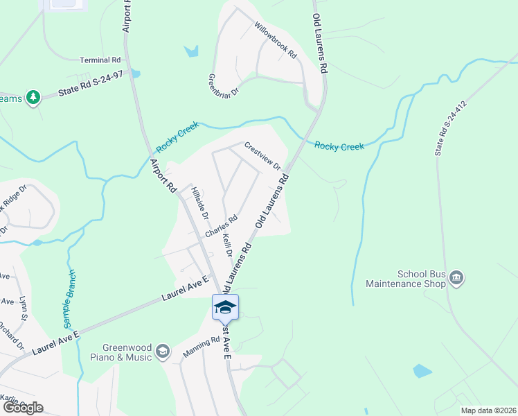 map of restaurants, bars, coffee shops, grocery stores, and more near 2013 Old Laurens Road in Greenwood