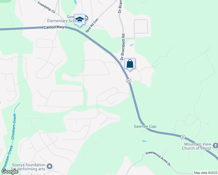 map of restaurants, bars, coffee shops, grocery stores, and more near 1290 Magnolia Park Circle in Cumming