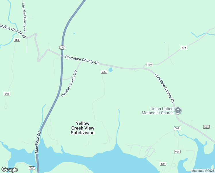 map of restaurants, bars, coffee shops, grocery stores, and more near 741 Cherokee County 387 in Leesburg