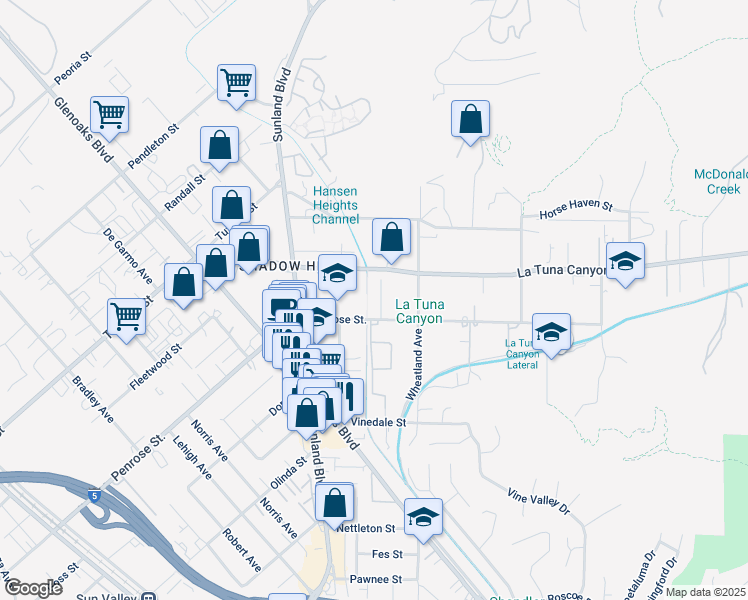 map of restaurants, bars, coffee shops, grocery stores, and more near 9021 Terhune Avenue in Los Angeles