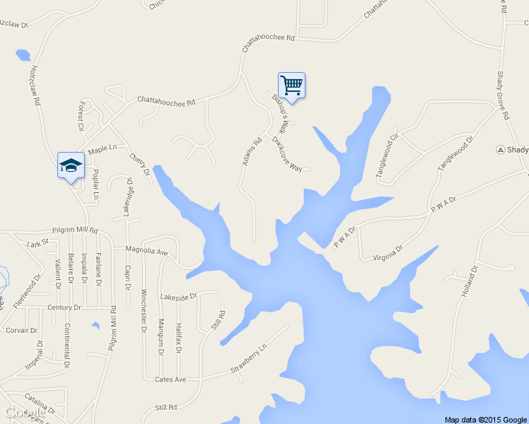 map of restaurants, bars, coffee shops, grocery stores, and more near 3795 Adams Road in Cumming