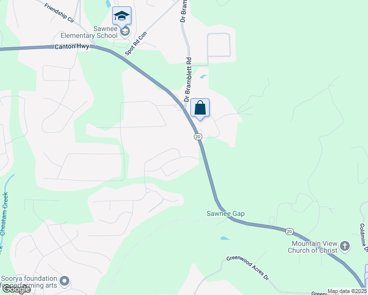 map of restaurants, bars, coffee shops, grocery stores, and more near 1230 Magnolia Park Circle in Cumming