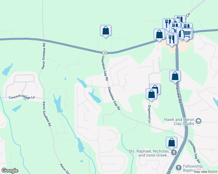 map of restaurants, bars, coffee shops, grocery stores, and more near 3510 Westhaven Drive in Cumming