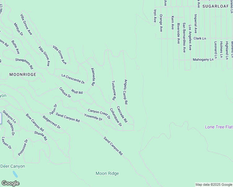 map of restaurants, bars, coffee shops, grocery stores, and more near 1614 Tuolumne Road in Big Bear Lake