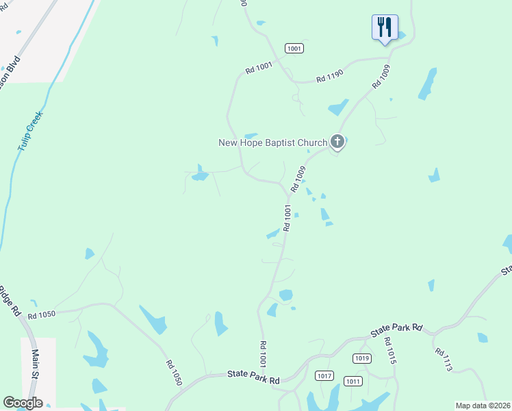 map of restaurants, bars, coffee shops, grocery stores, and more near 215 Road 1001 in Tupelo