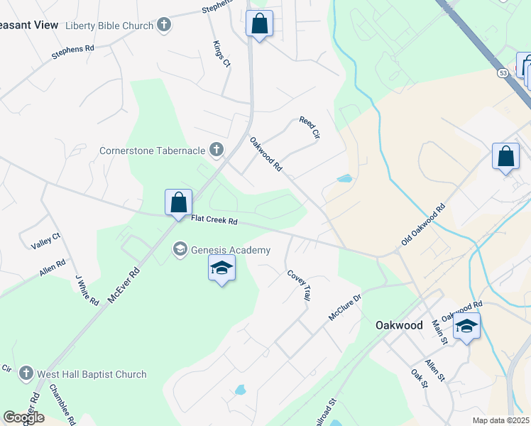 map of restaurants, bars, coffee shops, grocery stores, and more near 5290 Fox Den Road in Oakwood