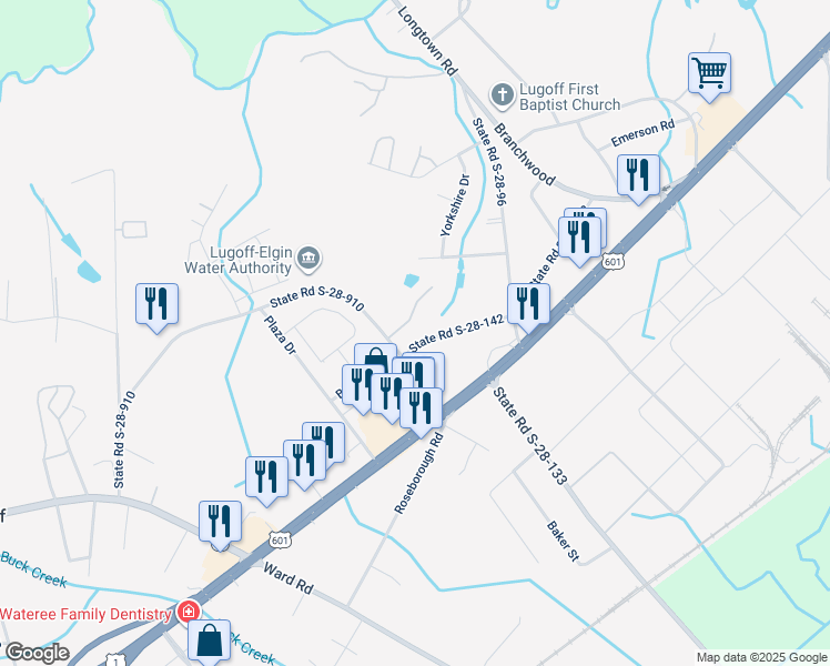 map of restaurants, bars, coffee shops, grocery stores, and more near 710 Dewitt Rd in Lugoff