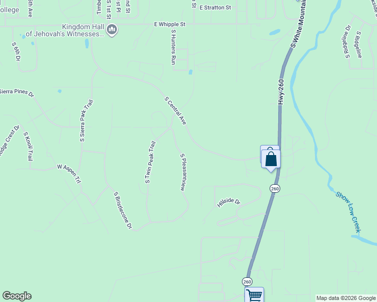 map of restaurants, bars, coffee shops, grocery stores, and more near 1925 South Pleasant View Drive in Show Low