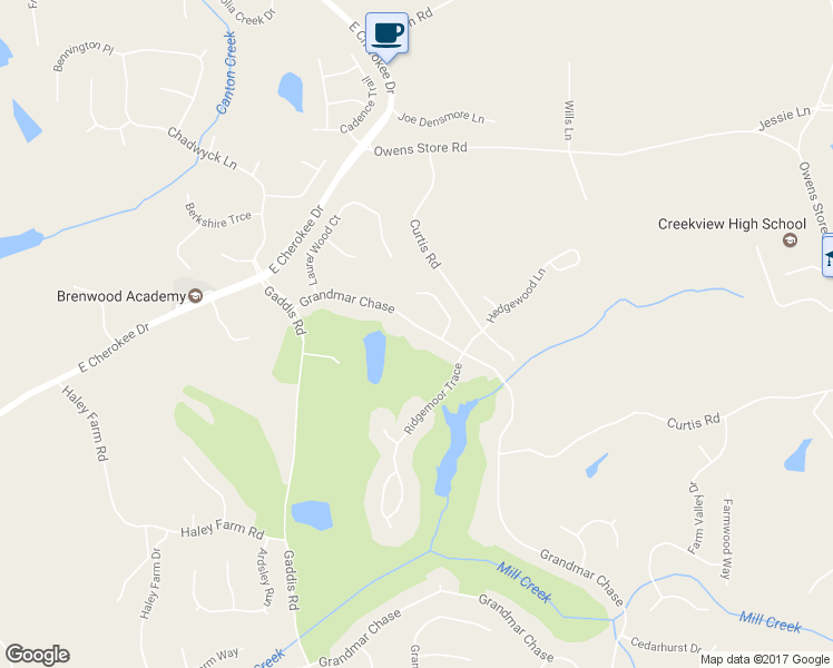 map of restaurants, bars, coffee shops, grocery stores, and more near 231 Grandmar Chase in Canton