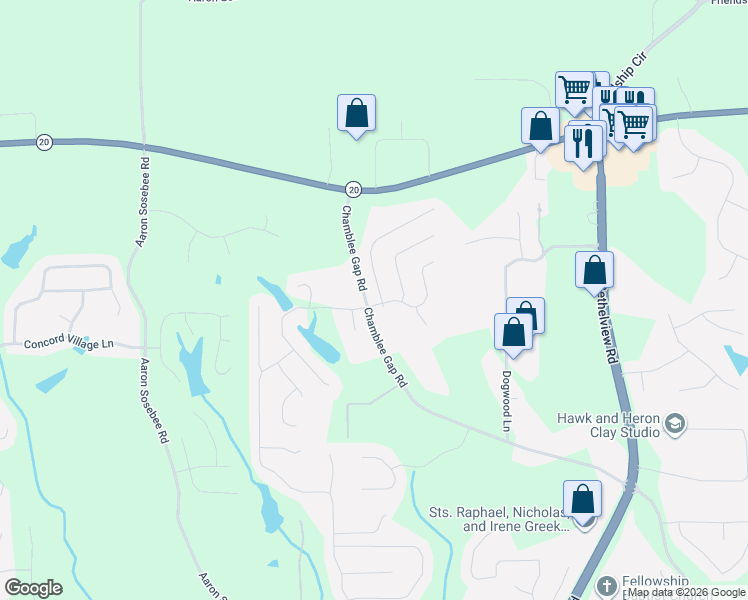map of restaurants, bars, coffee shops, grocery stores, and more near 3510 Westhaven Drive in Cumming