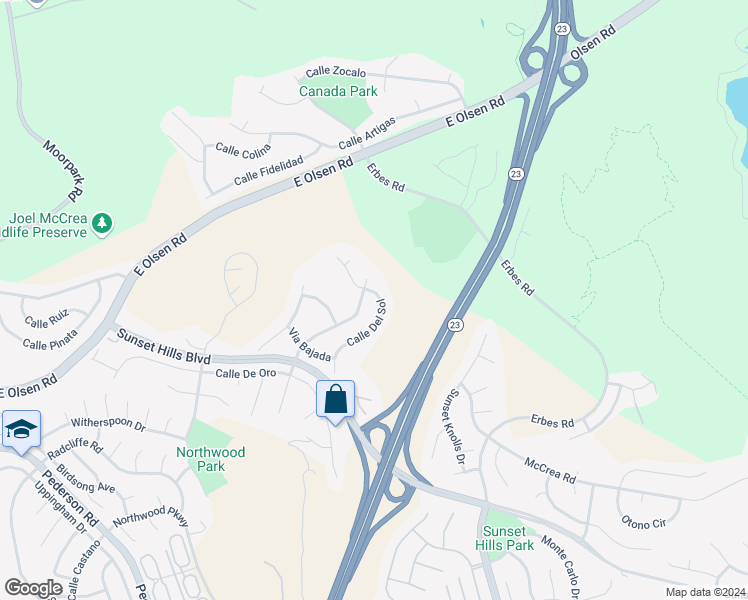 map of restaurants, bars, coffee shops, grocery stores, and more near 3995 Calle Del Sol in Thousand Oaks