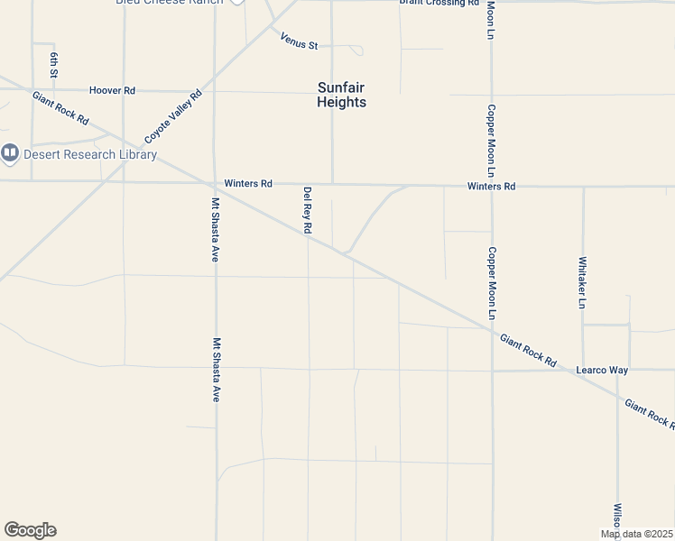 map of restaurants, bars, coffee shops, grocery stores, and more near 66166 Del Oro Road in Joshua Tree