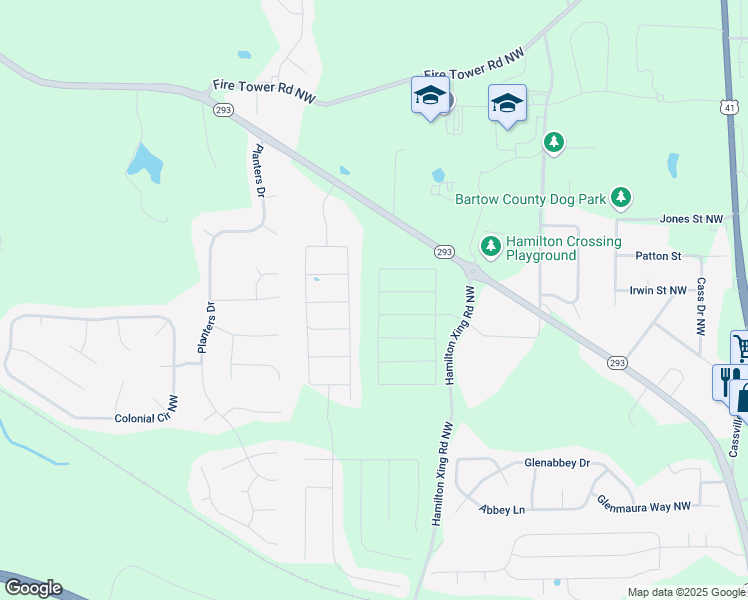 map of restaurants, bars, coffee shops, grocery stores, and more near 558 Summerfield Lane Northwest in Euharlee
