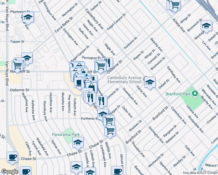 map of restaurants, bars, coffee shops, grocery stores, and more near 13872 Wingo Street in Los Angeles