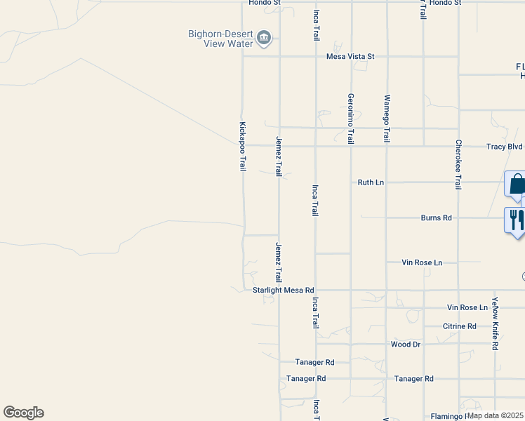 map of restaurants, bars, coffee shops, grocery stores, and more near 1090 Jemez Trail in Yucca Valley