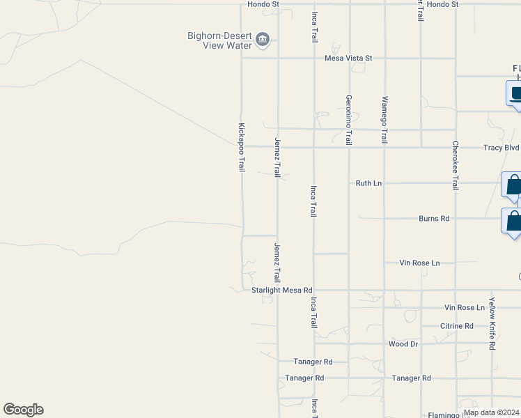 map of restaurants, bars, coffee shops, grocery stores, and more near 1090 Jemez Trail in Yucca Valley