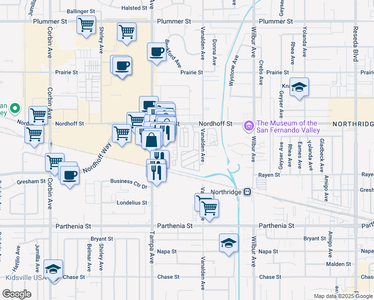 map of restaurants, bars, coffee shops, grocery stores, and more near 1 Heather Lane in Los Angeles