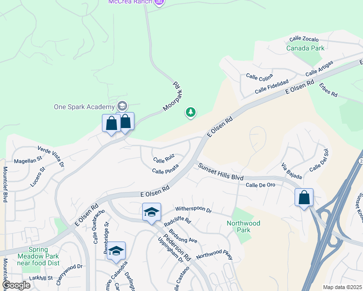 map of restaurants, bars, coffee shops, grocery stores, and more near 1076 Calle Contento in Thousand Oaks