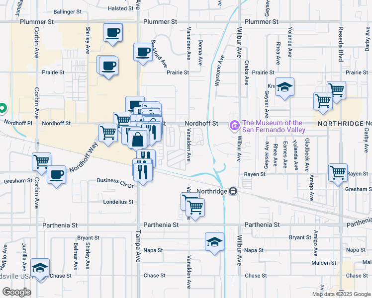 map of restaurants, bars, coffee shops, grocery stores, and more near 11 Oxford Way in Los Angeles
