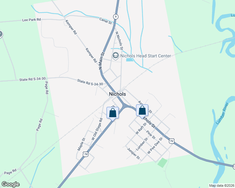 map of restaurants, bars, coffee shops, grocery stores, and more near in Nichols