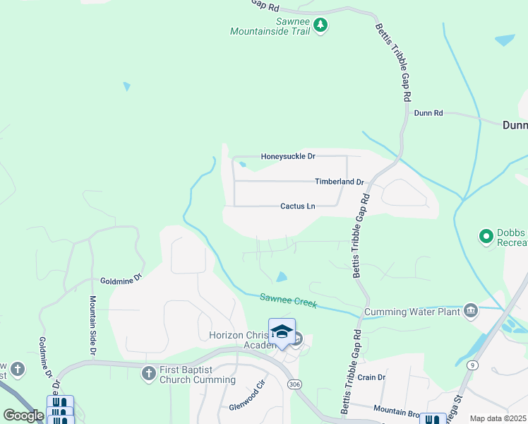 map of restaurants, bars, coffee shops, grocery stores, and more near 2055 Cactus Lane in Cumming