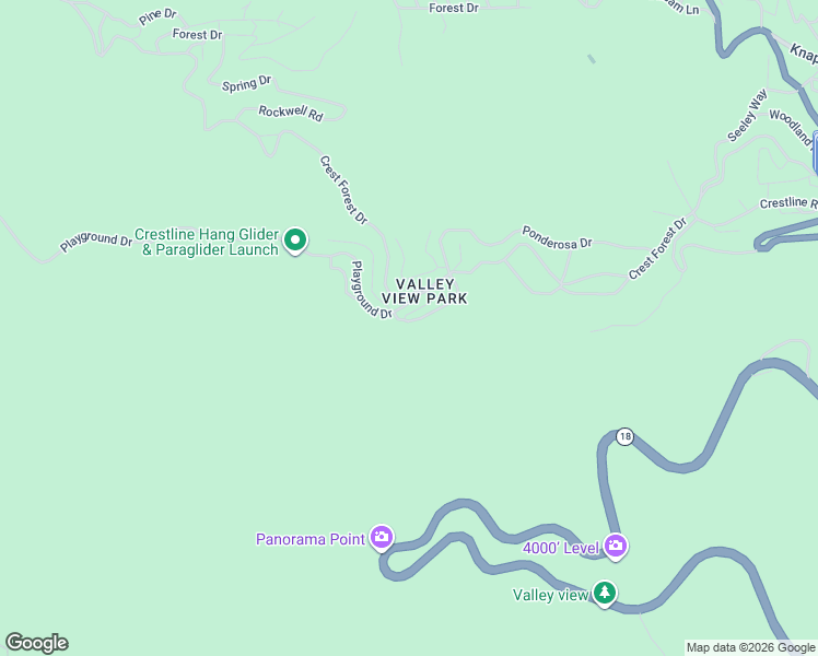 map of restaurants, bars, coffee shops, grocery stores, and more near 1079 Playground Drive in Crestline
