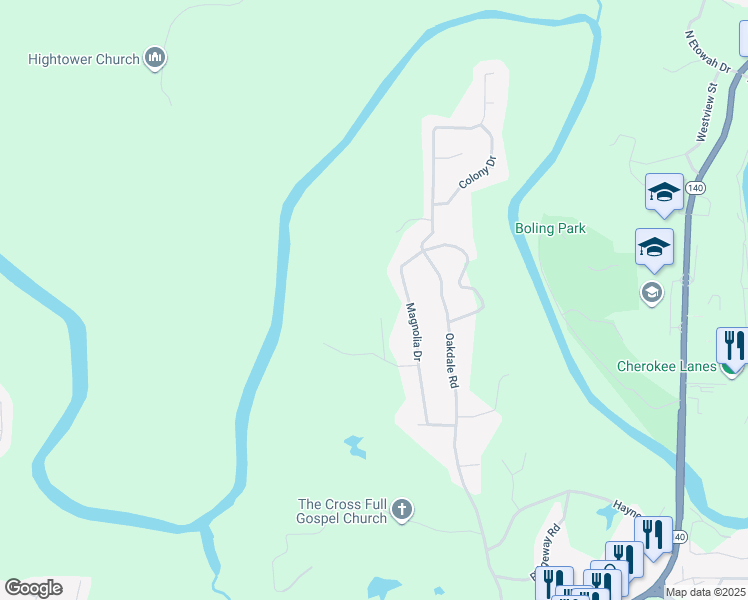 map of restaurants, bars, coffee shops, grocery stores, and more near 380 Magnolia Drive in Canton