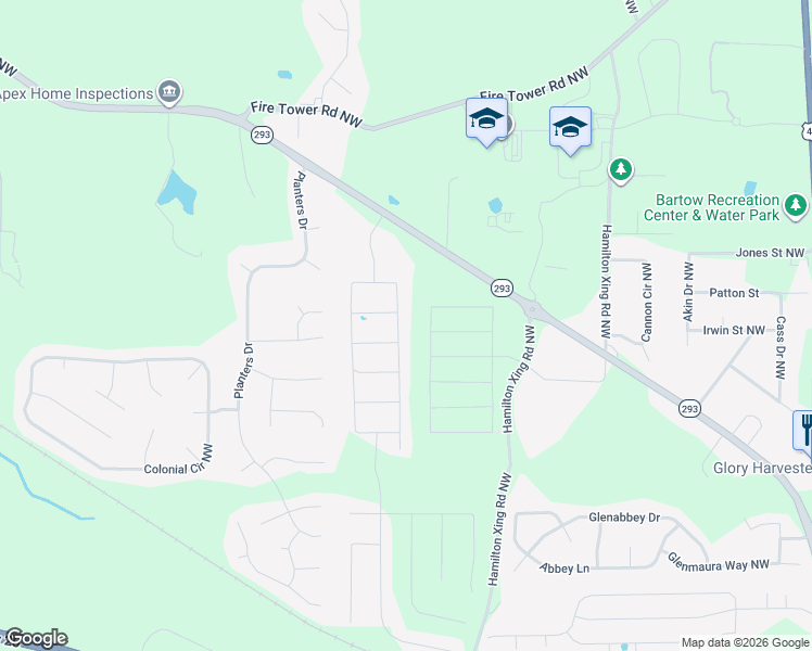 map of restaurants, bars, coffee shops, grocery stores, and more near 129 Siena Drive in Cartersville