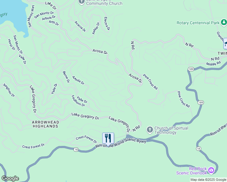 map of restaurants, bars, coffee shops, grocery stores, and more near 1080 Chateau Drive in Crestline