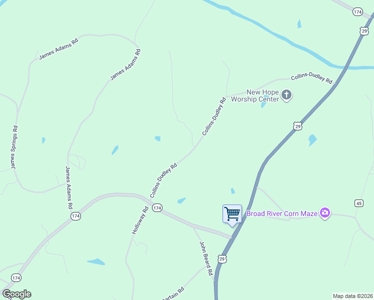 map of restaurants, bars, coffee shops, grocery stores, and more near 475 Van Manley Road in Danielsville