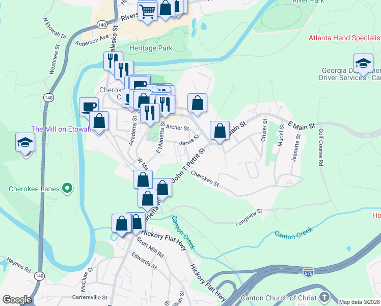 map of restaurants, bars, coffee shops, grocery stores, and more near 231 Jarvis Street in Canton