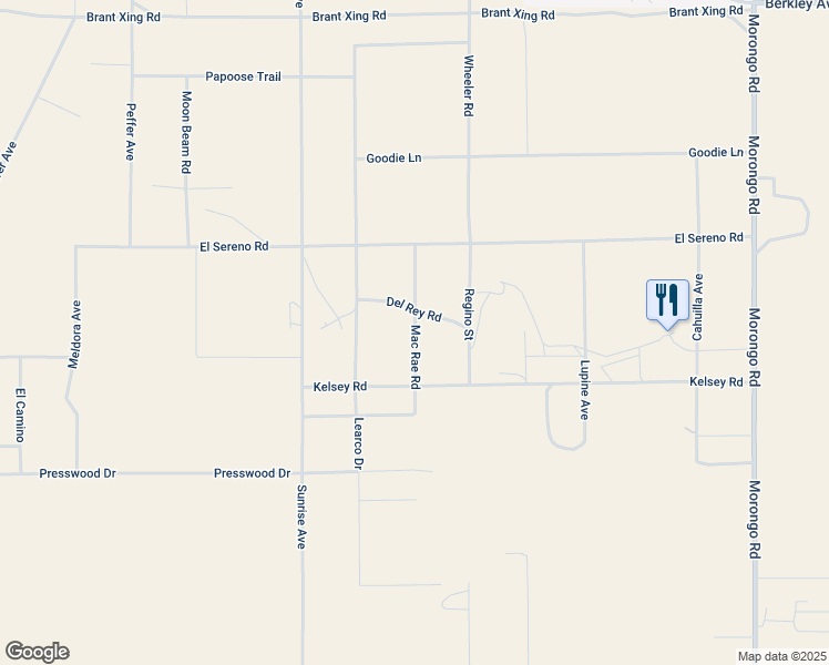 map of restaurants, bars, coffee shops, grocery stores, and more near Mac Rae Road in Twentynine Palms