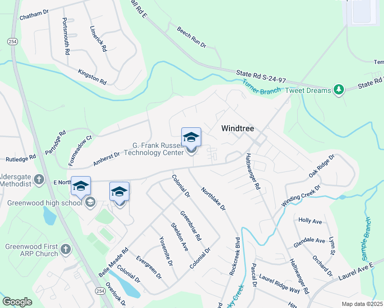 map of restaurants, bars, coffee shops, grocery stores, and more near 601 State Road S-24-58 in Greenwood
