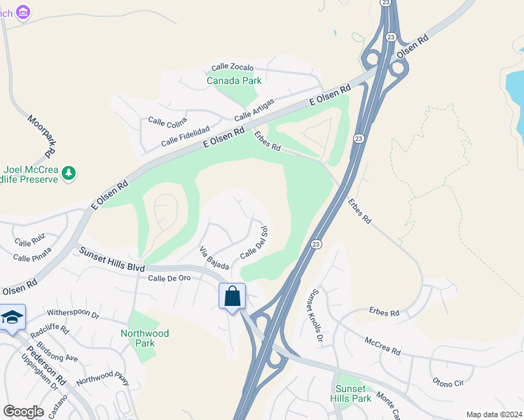 map of restaurants, bars, coffee shops, grocery stores, and more near 4002 Corte Cancion in Thousand Oaks