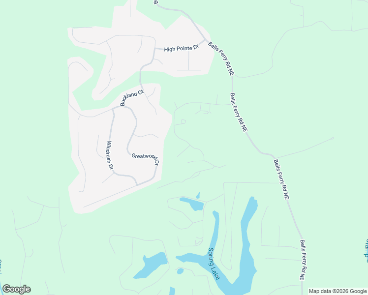 map of restaurants, bars, coffee shops, grocery stores, and more near 46 Country Creek Road in White