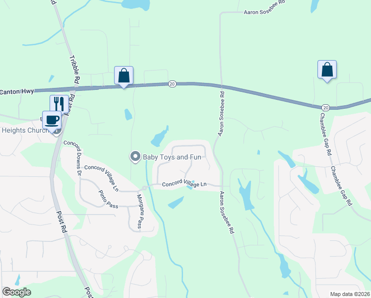 map of restaurants, bars, coffee shops, grocery stores, and more near 5110 Hidden Meadow Drive in Cumming