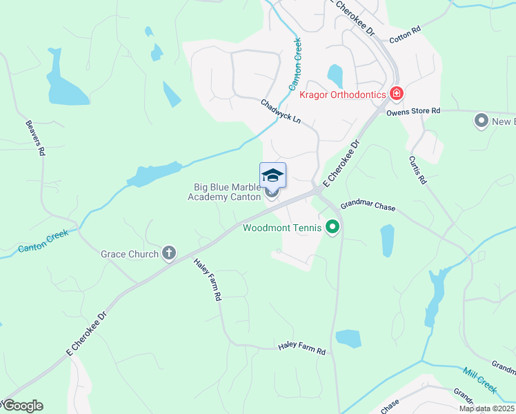 map of restaurants, bars, coffee shops, grocery stores, and more near 8989 East Cherokee Drive in Canton