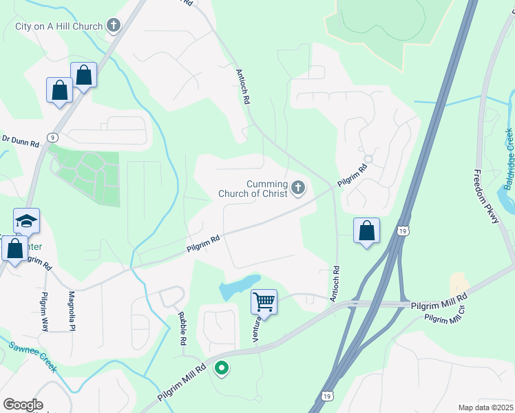 map of restaurants, bars, coffee shops, grocery stores, and more near 1980 Emerald Drive in Cumming