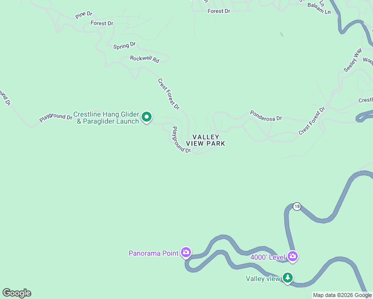 map of restaurants, bars, coffee shops, grocery stores, and more near 1055 Playground Drive in Crestline
