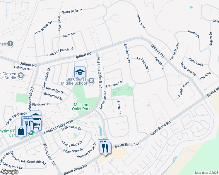 map of restaurants, bars, coffee shops, grocery stores, and more near 1693 Heritage Trail in Camarillo