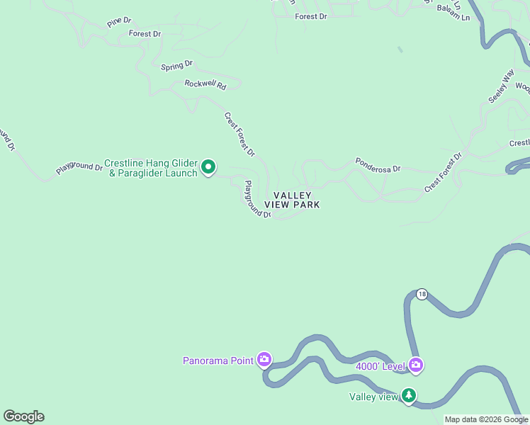 map of restaurants, bars, coffee shops, grocery stores, and more near 1055 Playground Drive in Crestline