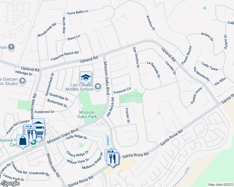 map of restaurants, bars, coffee shops, grocery stores, and more near 1693 Heritage Trail in Camarillo